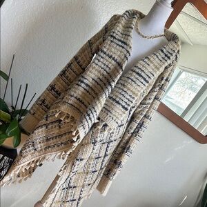 RETHM cascade Cozy Beige and Navy Striped cardigan Sweater